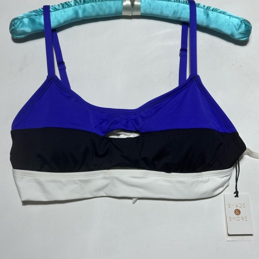 Shade & Shore Women's Tri-Tone Bra - Purple, Black, White
